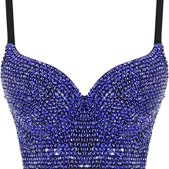 NEW Sparkling Bling Swarovski Crystal Rhinestone Bustier Bra Top + FREE … - Picture 3 of 17